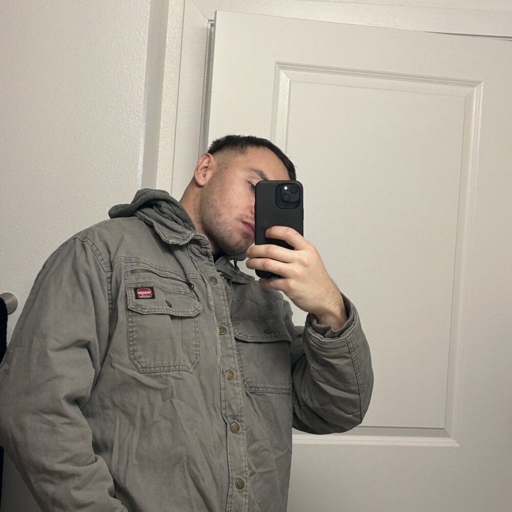 Wrangler Workwear Hooded Sherpa Lined Canvas Jacket Gray Mens L 42-44 Heavy Duty